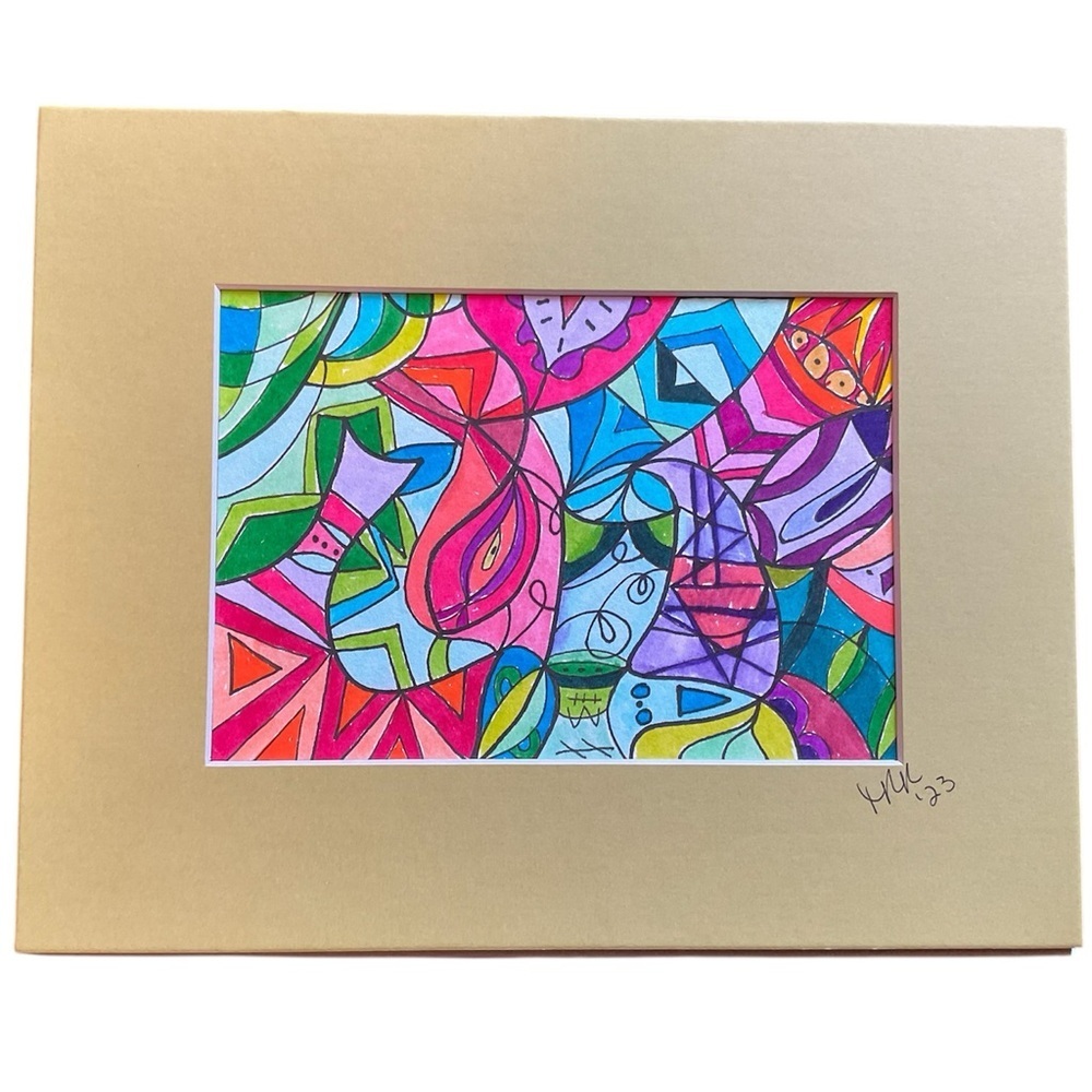 Original Intuitive Abstract Drawing with mat